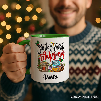Santa's Favorite Bank Manager Christmas Personalized Mug, Appreciation Gift with Custom Name