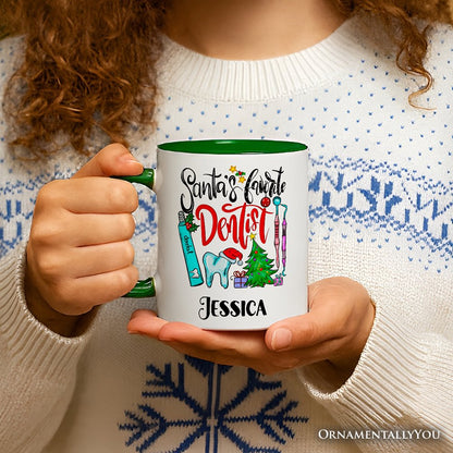 Santa's Favorite Dentist Christmas Personalized Mug, Dental Healthcare Appreciation Gift with Custom Name