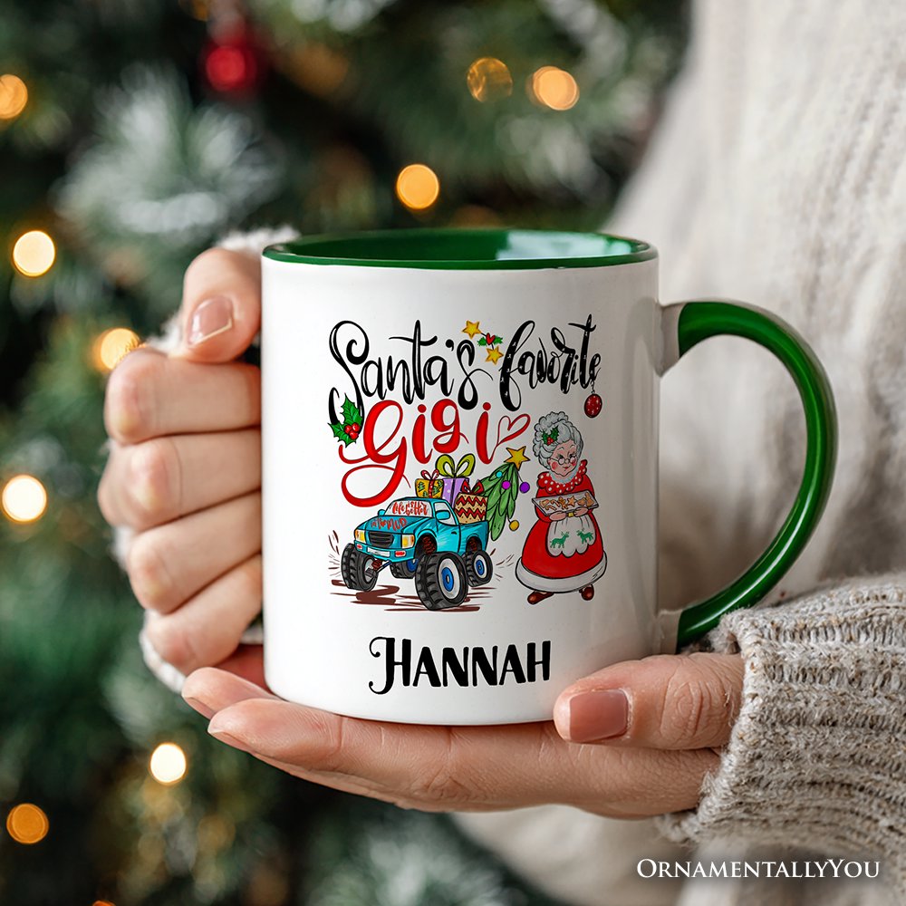 Santa's Favorite Gigi Christmas Personalized Mug, Grandma Appreciation Gift with Custom Name