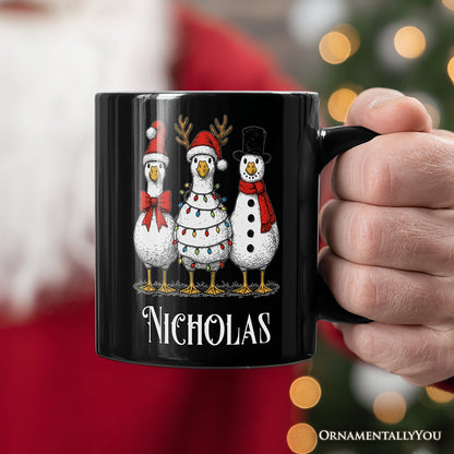 Vintage Christmas Silly Goose Personalized Mug, Snowman Spoof Winter Gift with Custom Name