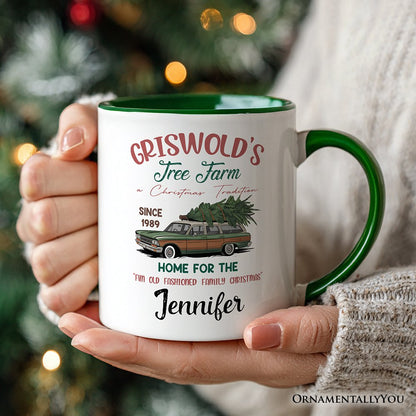 Griswold's Tree Farm Personalized Mug, Retro Family Christmas Vacation Gift with Custom Name