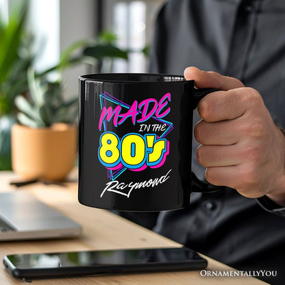 Made In The 80s Personalized Mug, Neon Retro Eighties Kid Gift with Custom Name