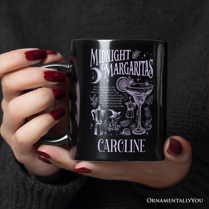 Midnight Margaritas Halloween Personalized Mug, Whimsical Gift for Drinking Witches with Custom Name