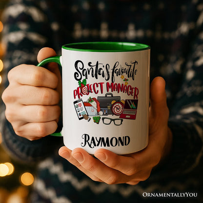 Santa's Favorite Project Manager Personalized Mug, Business Team Coordinator Gift with Custom Name