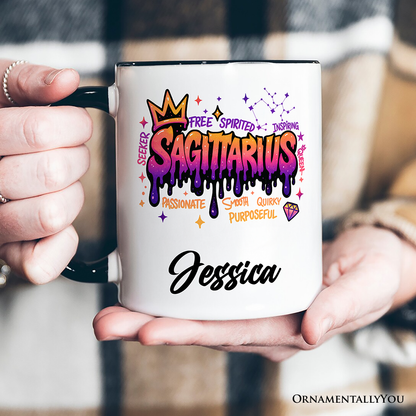 Sagittarius Graffiti Zodiac Personalized Mug, Street Style Astrology Horoscope Gift with Custom Name