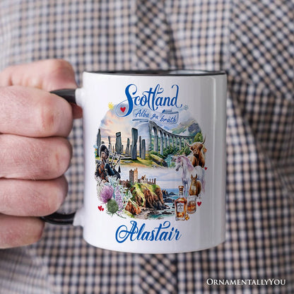 Enchanting Scotland Christmas Personalized Mug, Celtic Culture and Heritage Edinburgh Gift and Souvenir with Custom Name