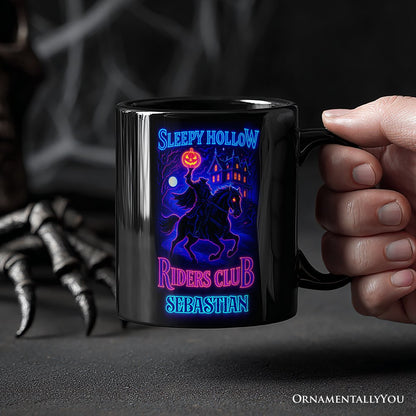 Sleepy Hollow Headless Horseman Personalized Mug, Neon Effect Halloween Gift with Custom Name