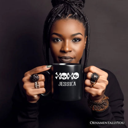 XOXO Skulls Anti-Valentine Personalized Mug, Sarcastic Skeletons Love Gift with Custom Name