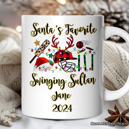 Personalized Mug Cricket Buffalo Plaid Christmas, Team and Coaches Gift