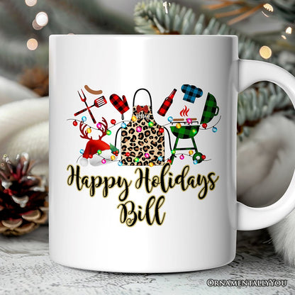 Personalized Mug BBQ Buffalo Plaid Christmas, Barbecue Gift