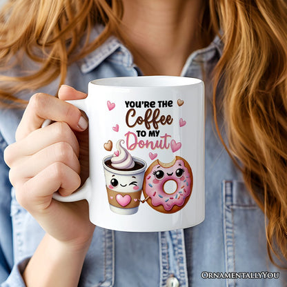 You're the Donut to My Coffee Personalized Mug for Couple, Cute Romantic Coffee and Donuts Lover Gift With Custom Names