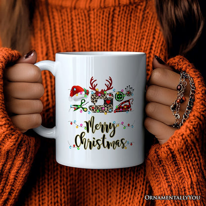 Personalized Mug Sewing Buffalo Plaid Christmas, Clothing Stylist Gift