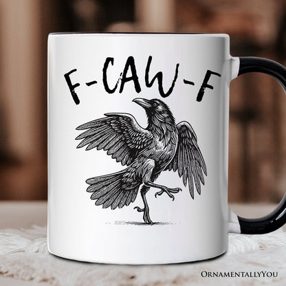 F-CAW-F Gothic Raven Personalized Mug, Snarky Halloween Gift with Custom Name