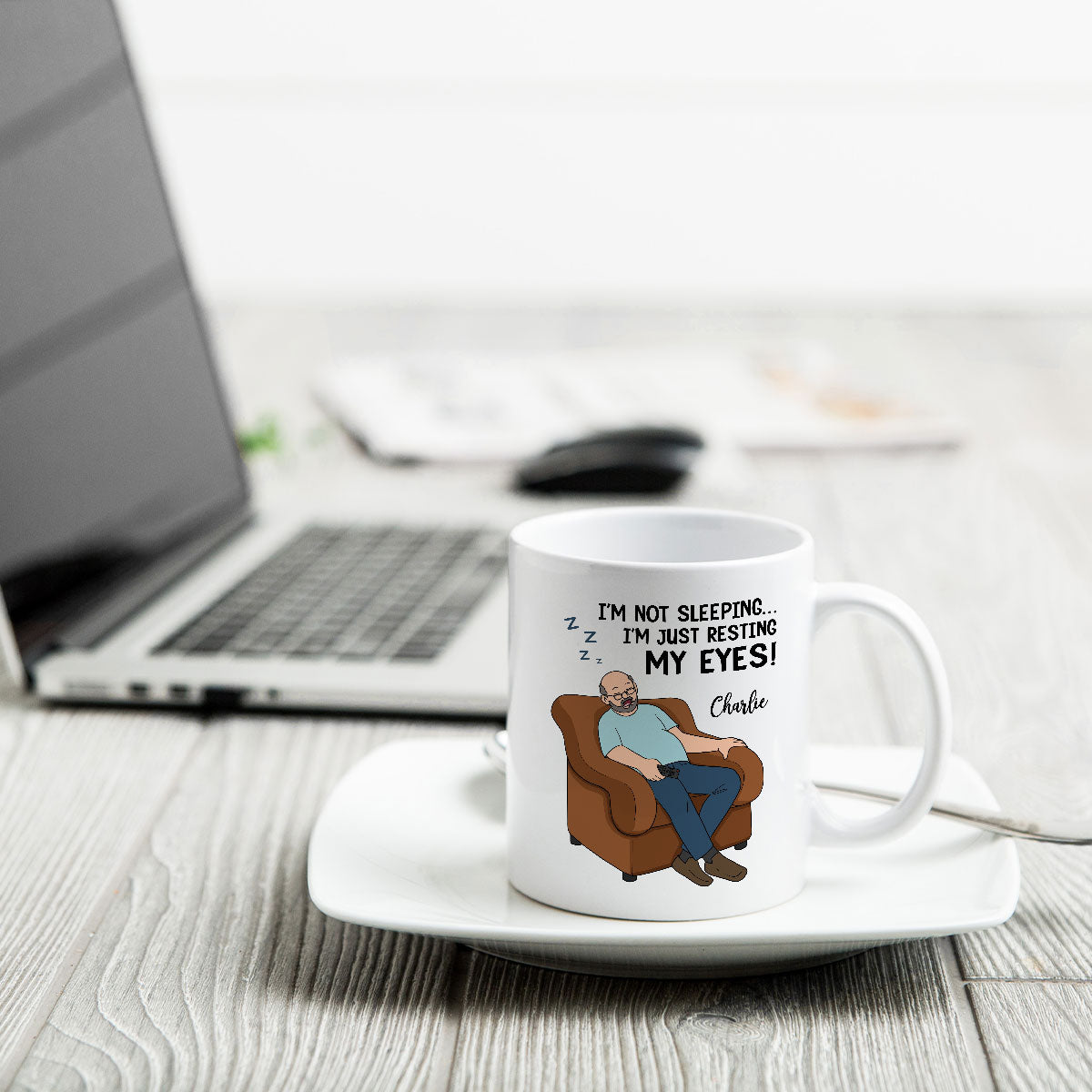 I'm Not Sleeping I'm Just Resting My Eyes Dad Grandpa Asleep Funny Father's Day Gift Personalized Mug