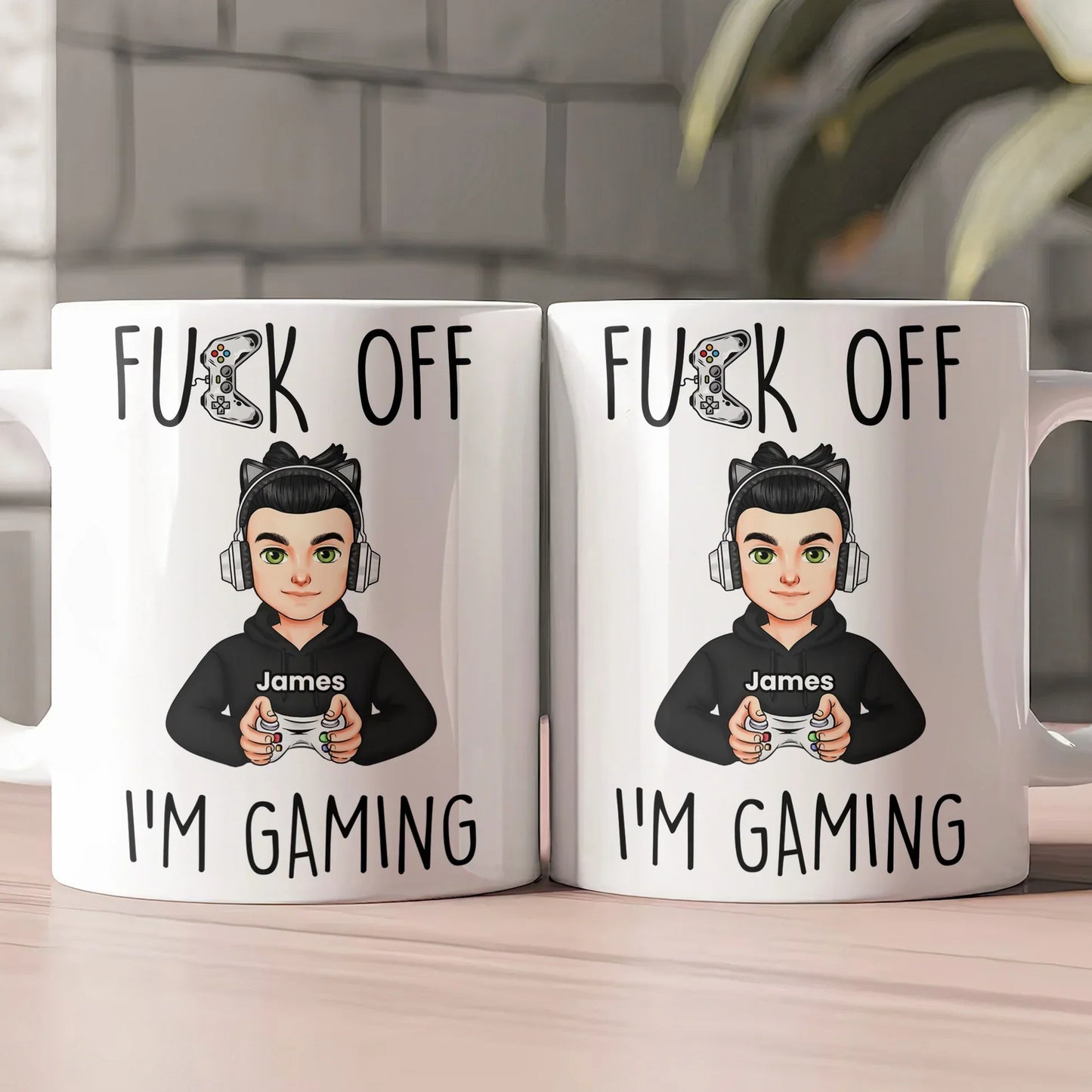 Mug with Custom Gamer Avatar, Do Not Disturb Theme, Fun & Cute Desk Coffee Cup, Unique Gift for Boyfriend or Coworker