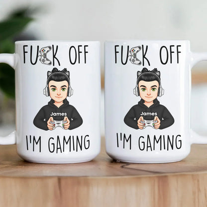 Mug with Custom Gamer Avatar, Do Not Disturb Theme, Fun & Cute Desk Coffee Cup, Unique Gift for Boyfriend or Coworker