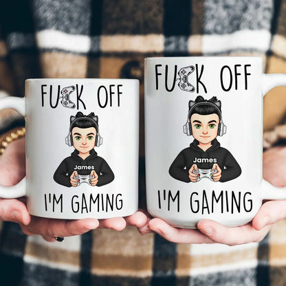 Mug with Custom Gamer Avatar, Do Not Disturb Theme, Fun & Cute Desk Coffee Cup, Unique Gift for Boyfriend or Coworker