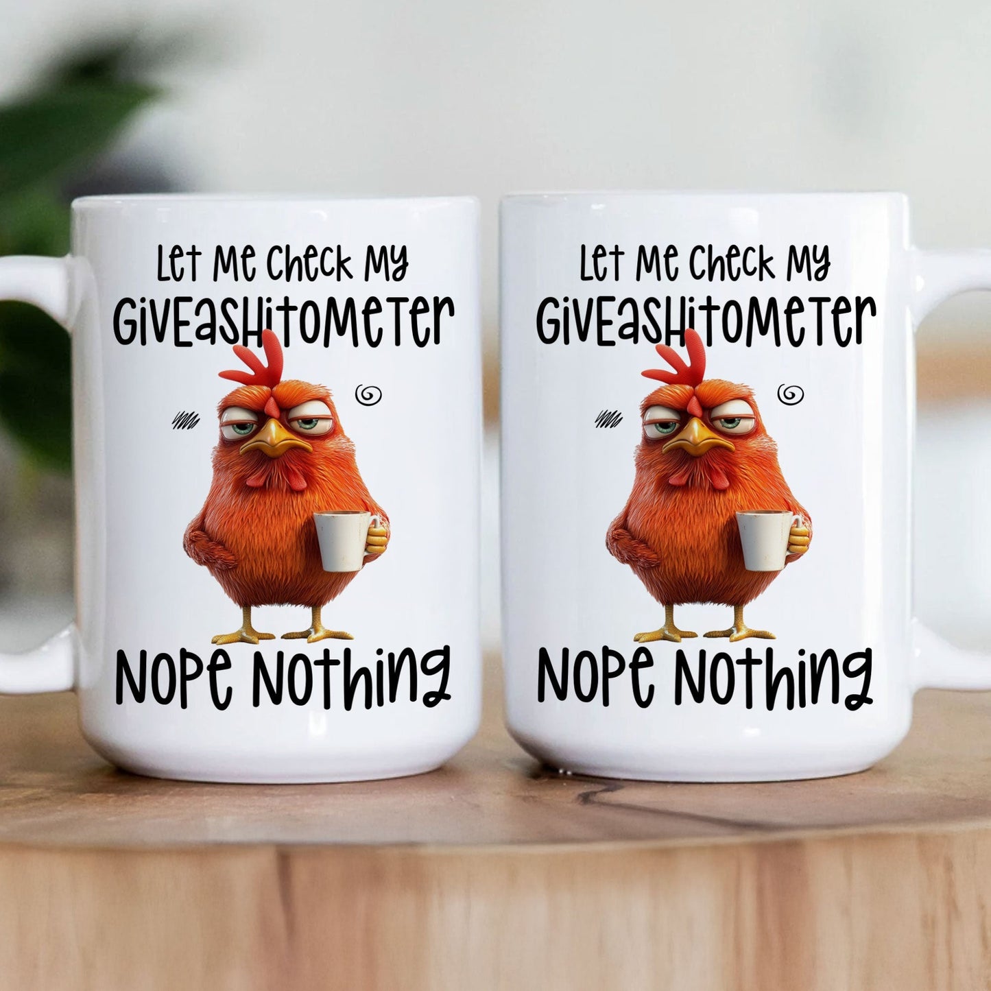 Funny Mug - Chicken Let Me Check My Giveashitometer Nope Nothing - Exchange Gift, White Elephant Gifts For Coworkers - Mug