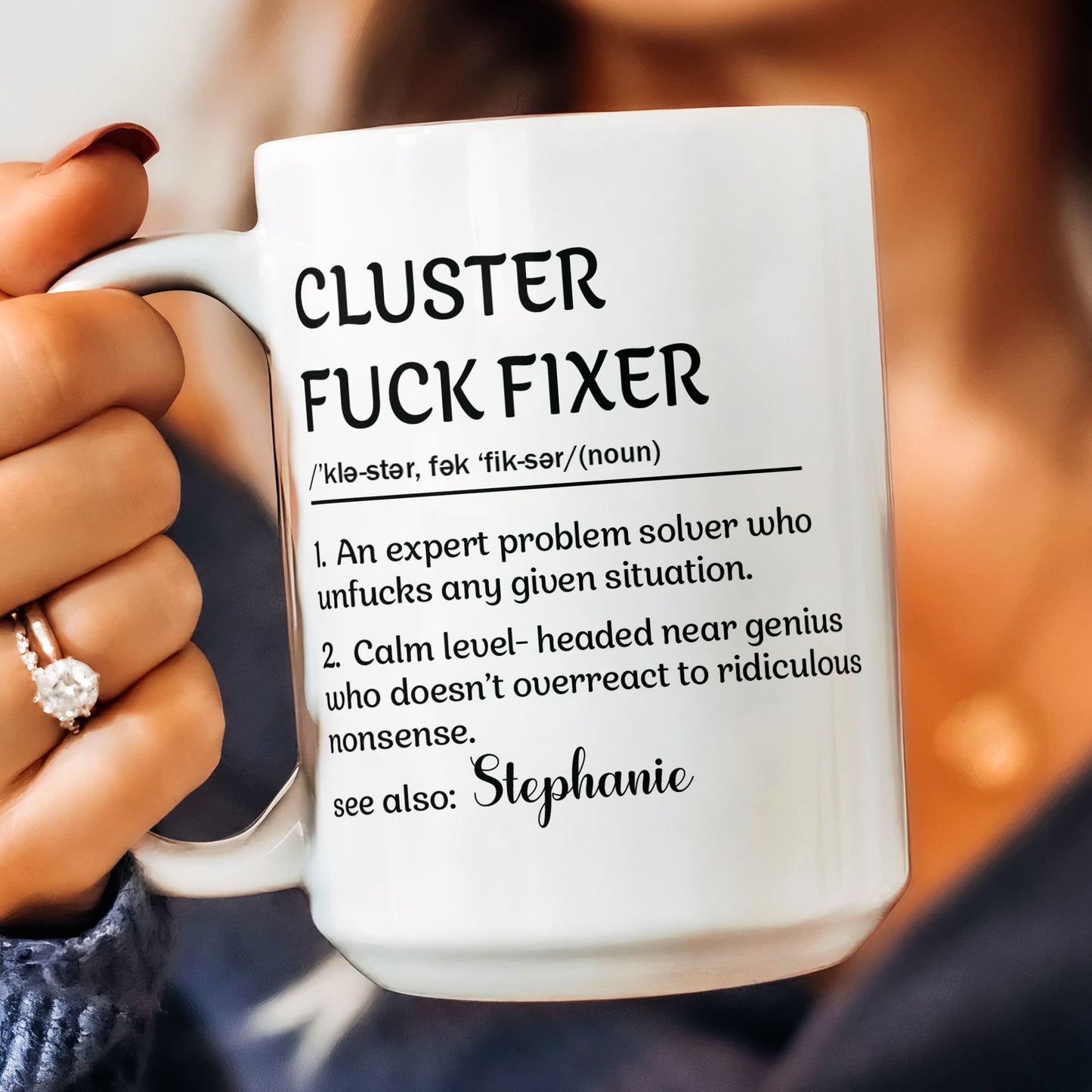 Ceramic Mug With Funny Problem Solver Quote, Personalized One Of A Kind Gift for Friends or Coworkers, Daily Coffee Humor