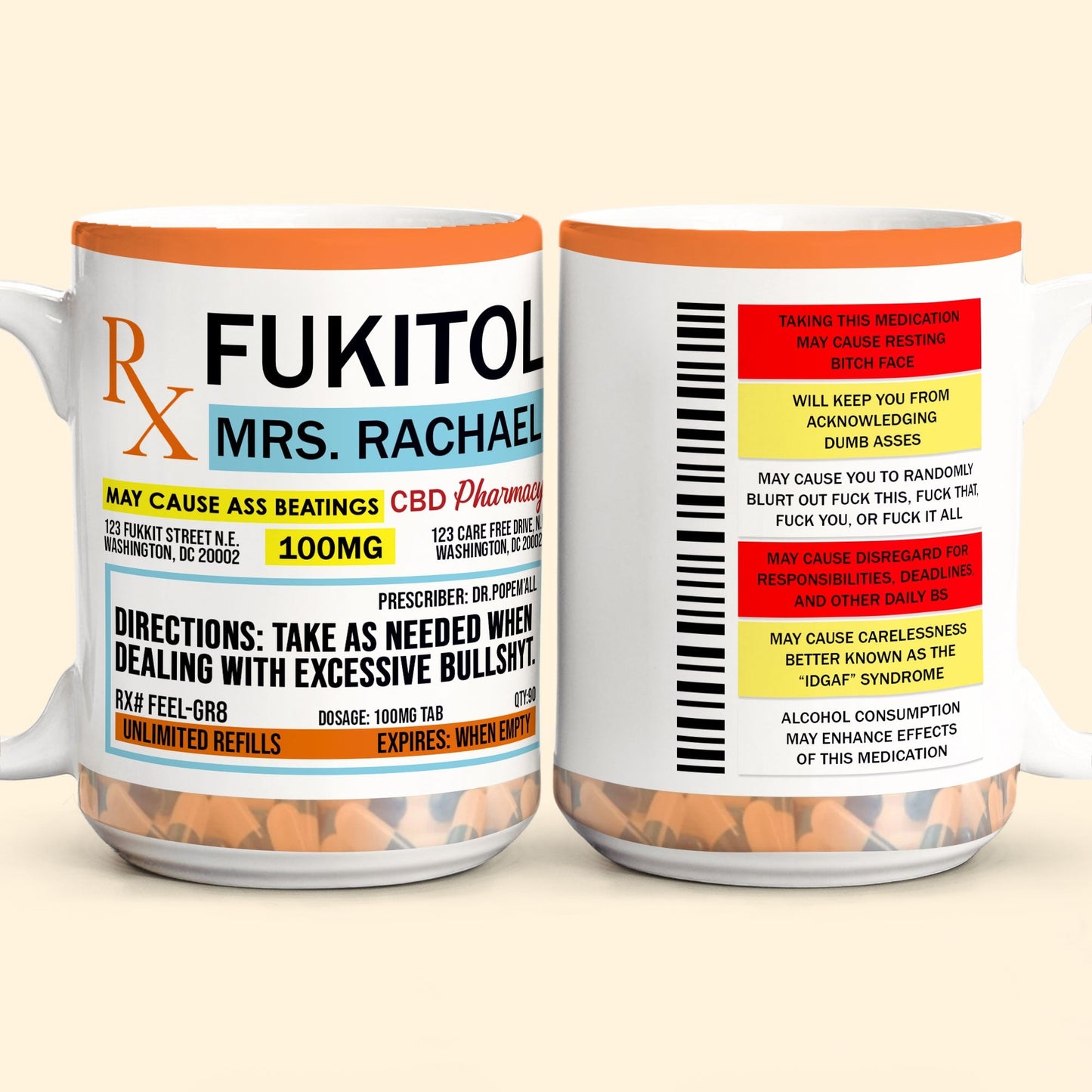 Funny Mug - Fukitol Rx Prescription - Gifts For Coworkers, Friends, Family - Personalized Mug