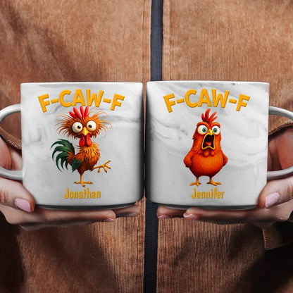 Funny Chicken F-Caw-F - Personalized Marble Mug
