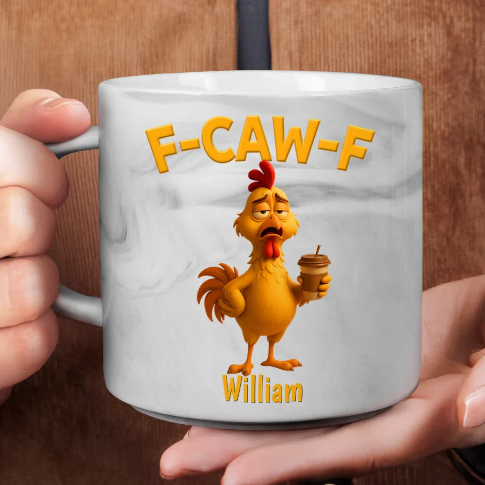 Funny Chicken F-Caw-F - Personalized Marble Mug