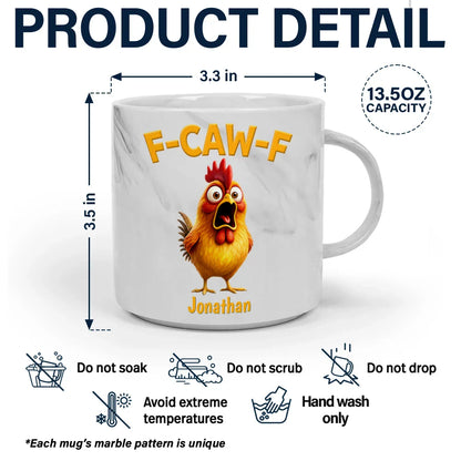 Funny Chicken F-Caw-F - Personalized Marble Mug