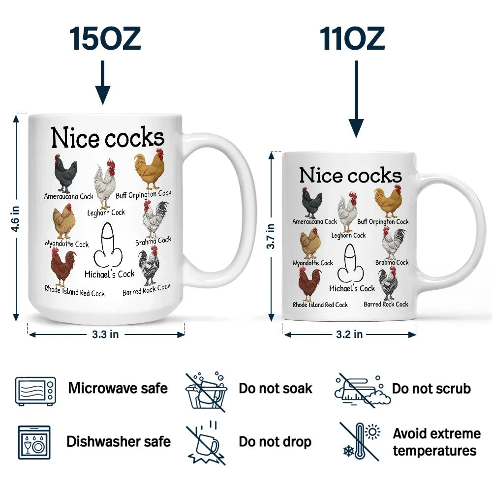 Funny Mug Nice Cocks - Personalized Mug
