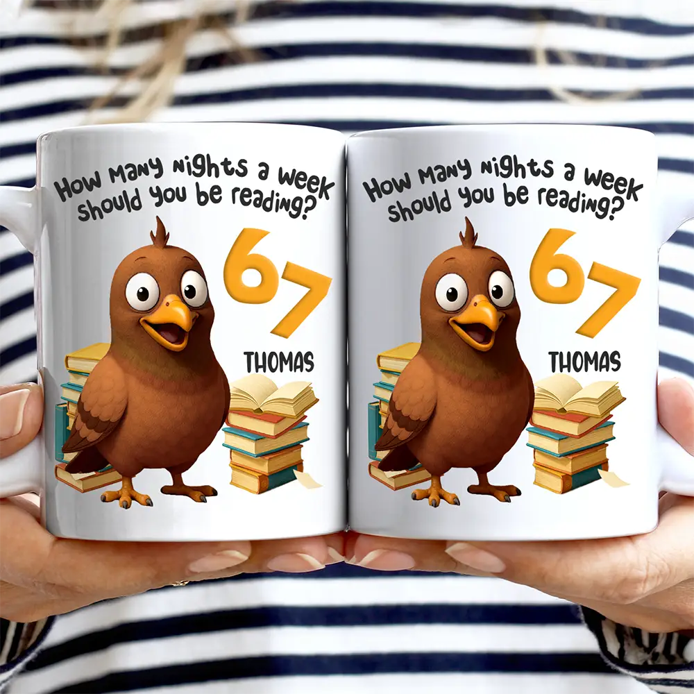 Funny Pigeon How Many Nights A Week Should You Be Reading - Personalized Mug