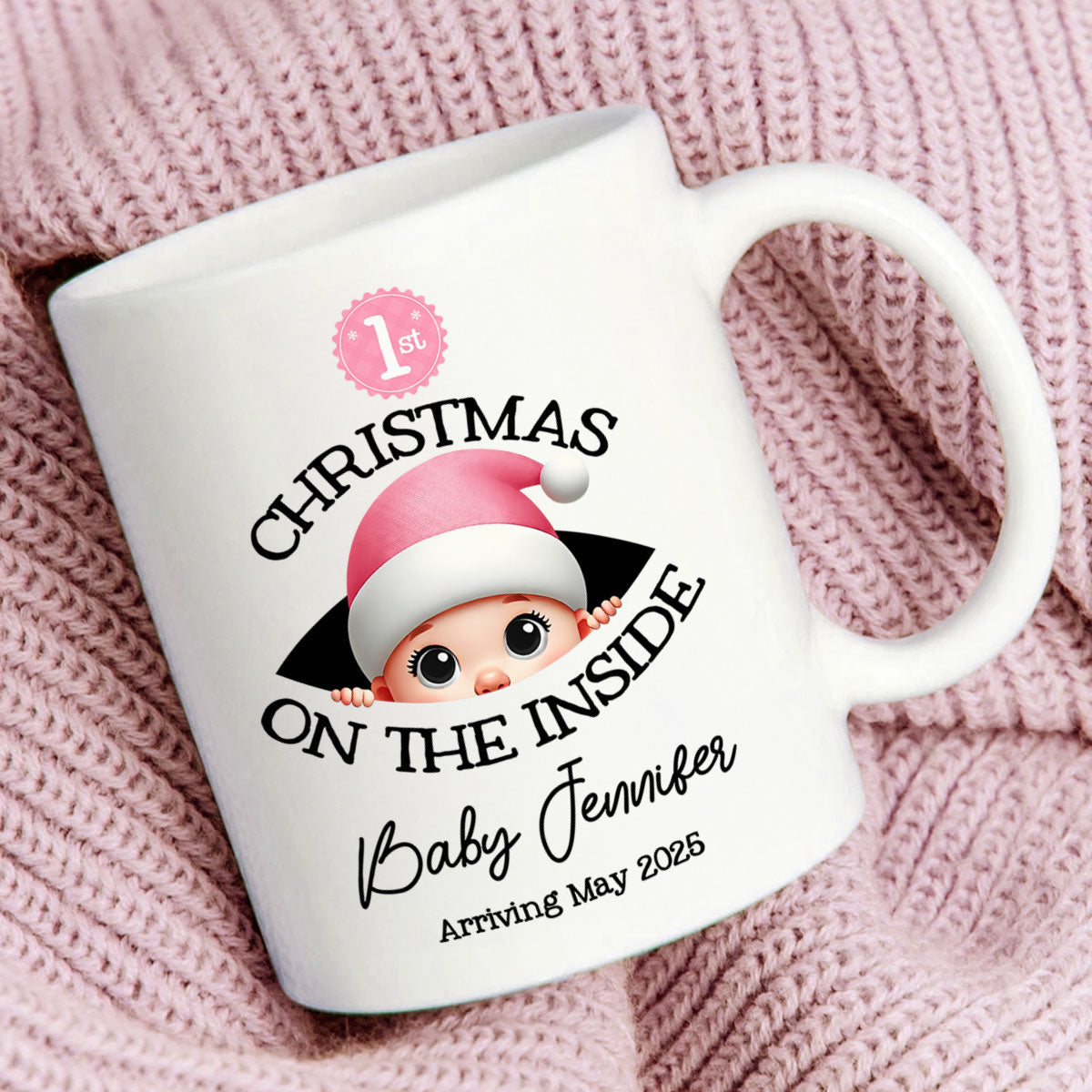 Personalized Baby's First Christmas On the Inside Mug, Custom Pregnancy Reveal Mug, Expecting Parents