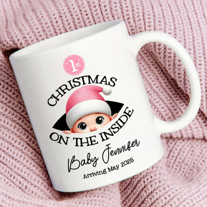 Personalized Baby's First Christmas On the Inside Mug, Custom Pregnancy Reveal Mug, Expecting Parents