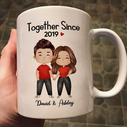 Watercolor Chibi Couple Standing Gift For Him For Her Personalized Mug
