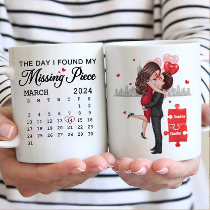 The Day I Found My Missing Piece Calendar Keepsake Personalized Mug, Gift, Anniversary Gift For Couple