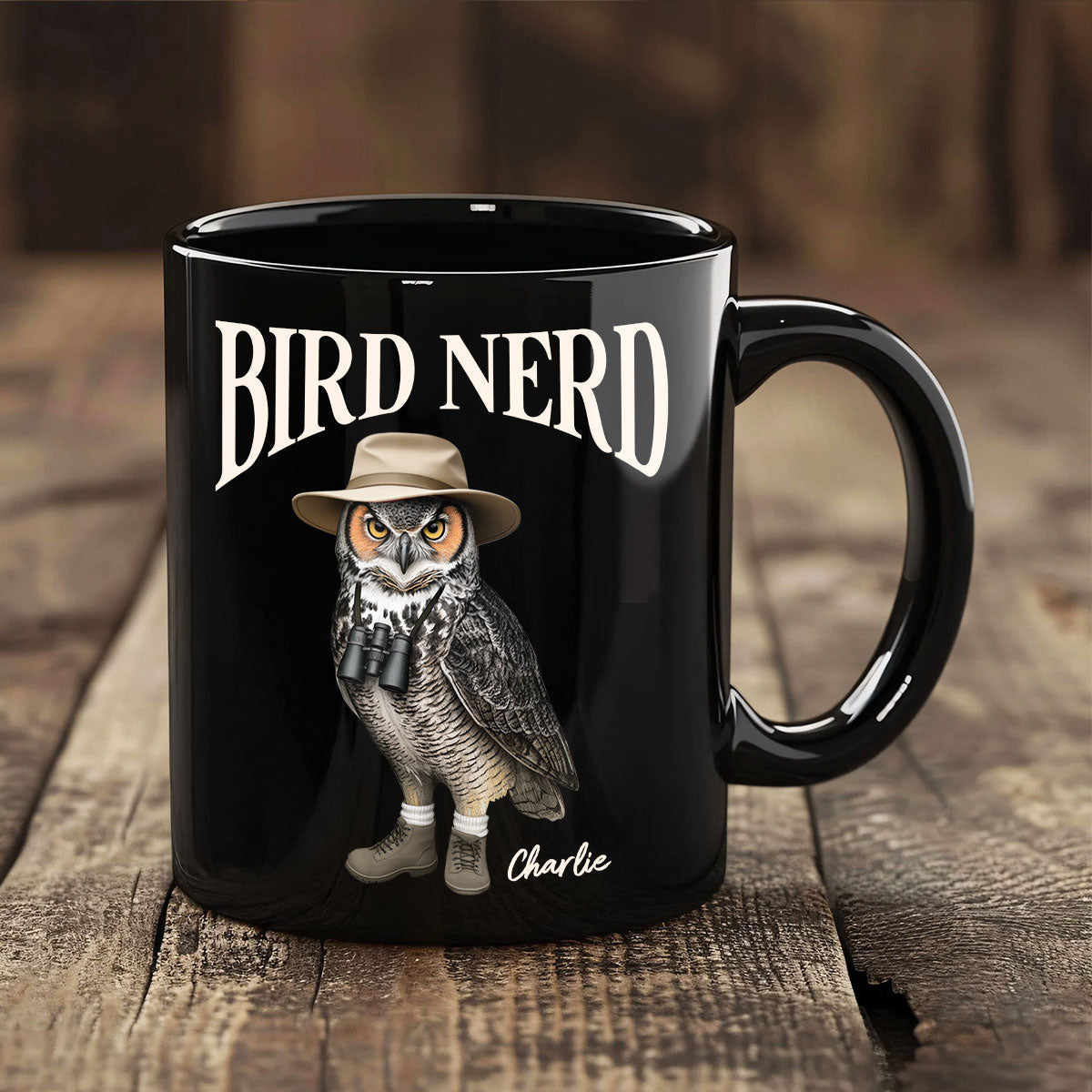 Bird Nerd Funny Bird Watcher, Bird Twitcher Gift for Bird Lover Personalized Black Mug