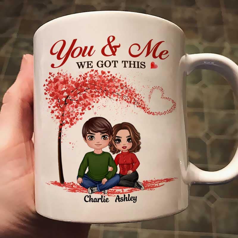 Embracing Couple Under Tree Personalized Mug