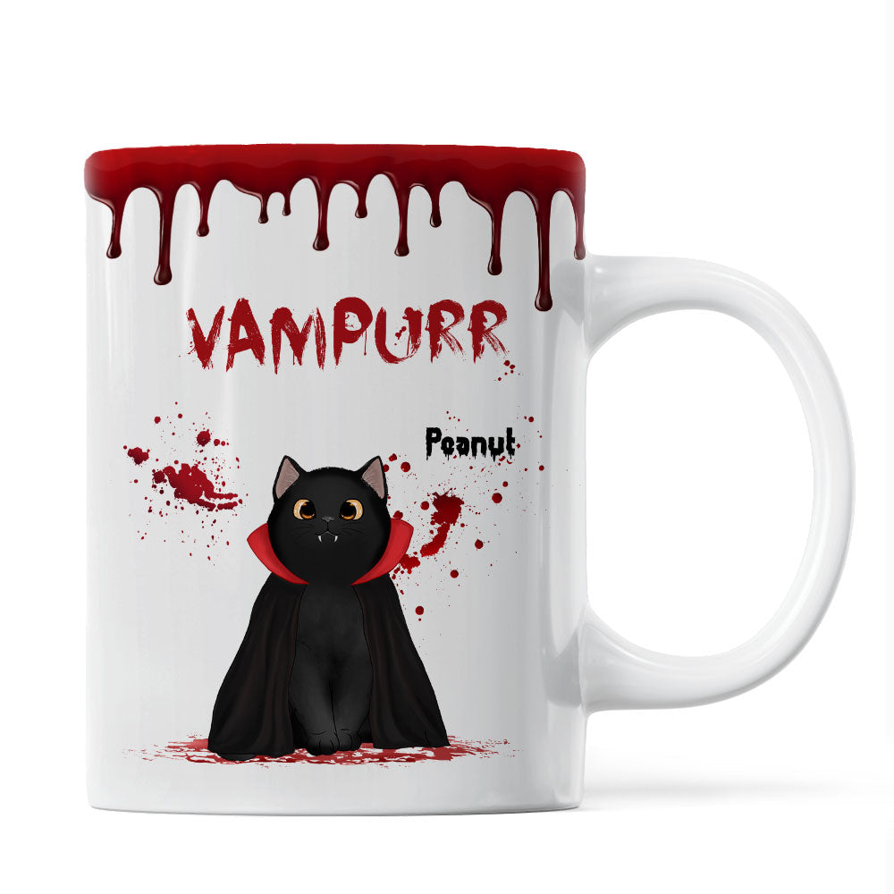 Halloween Spooky Fluffy Cat Sitting Gift For Cat Lover Personalized Mug