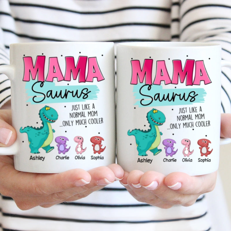Grandmasaurus Mamasaurus Cute Dinosaurs Mother's Day Gift For Mom Grandma Personalized Mug