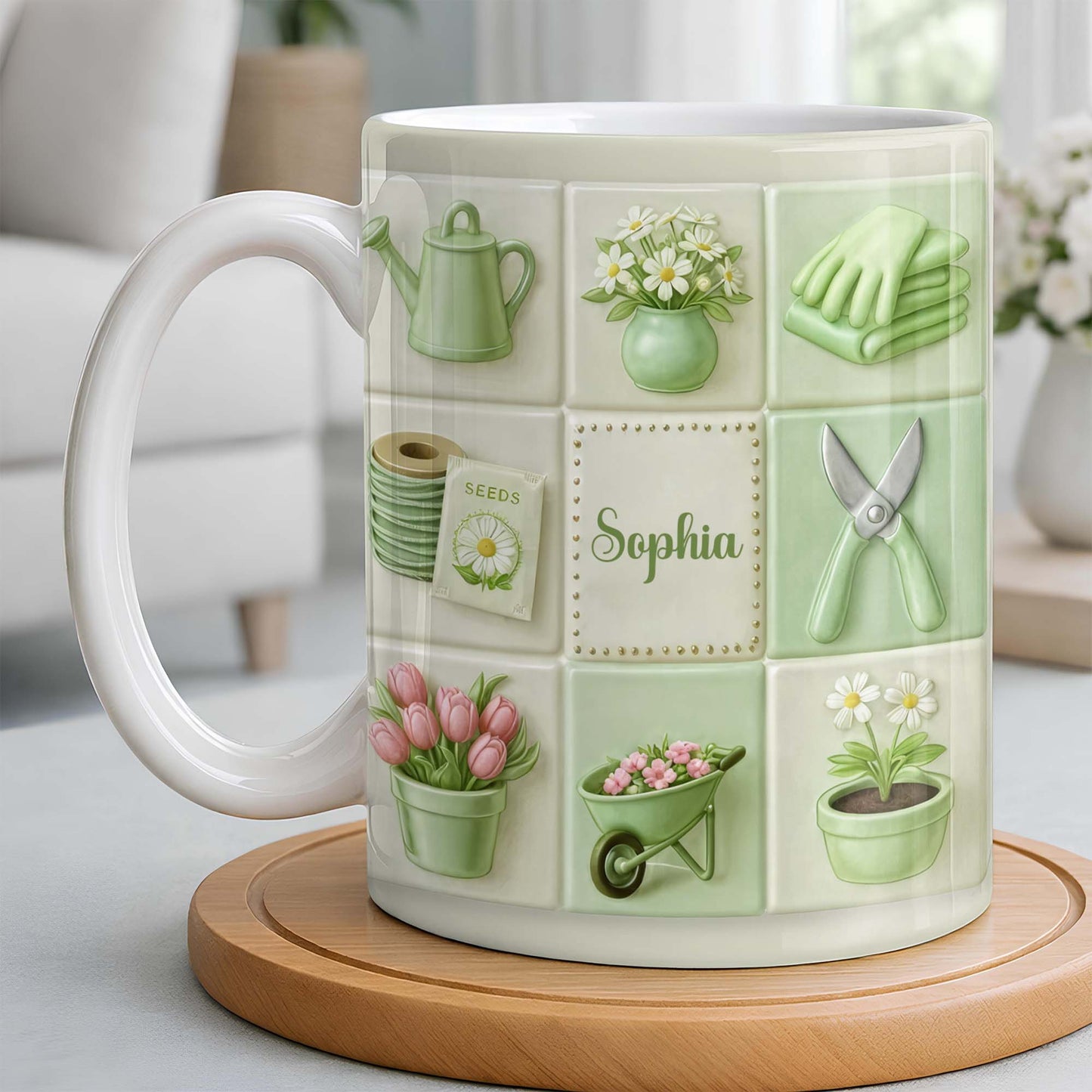 Celebrate Your Love For Gardening With Gardening Tools And Flowers - Personalized Custom Coffee Mug - GAR032_MG