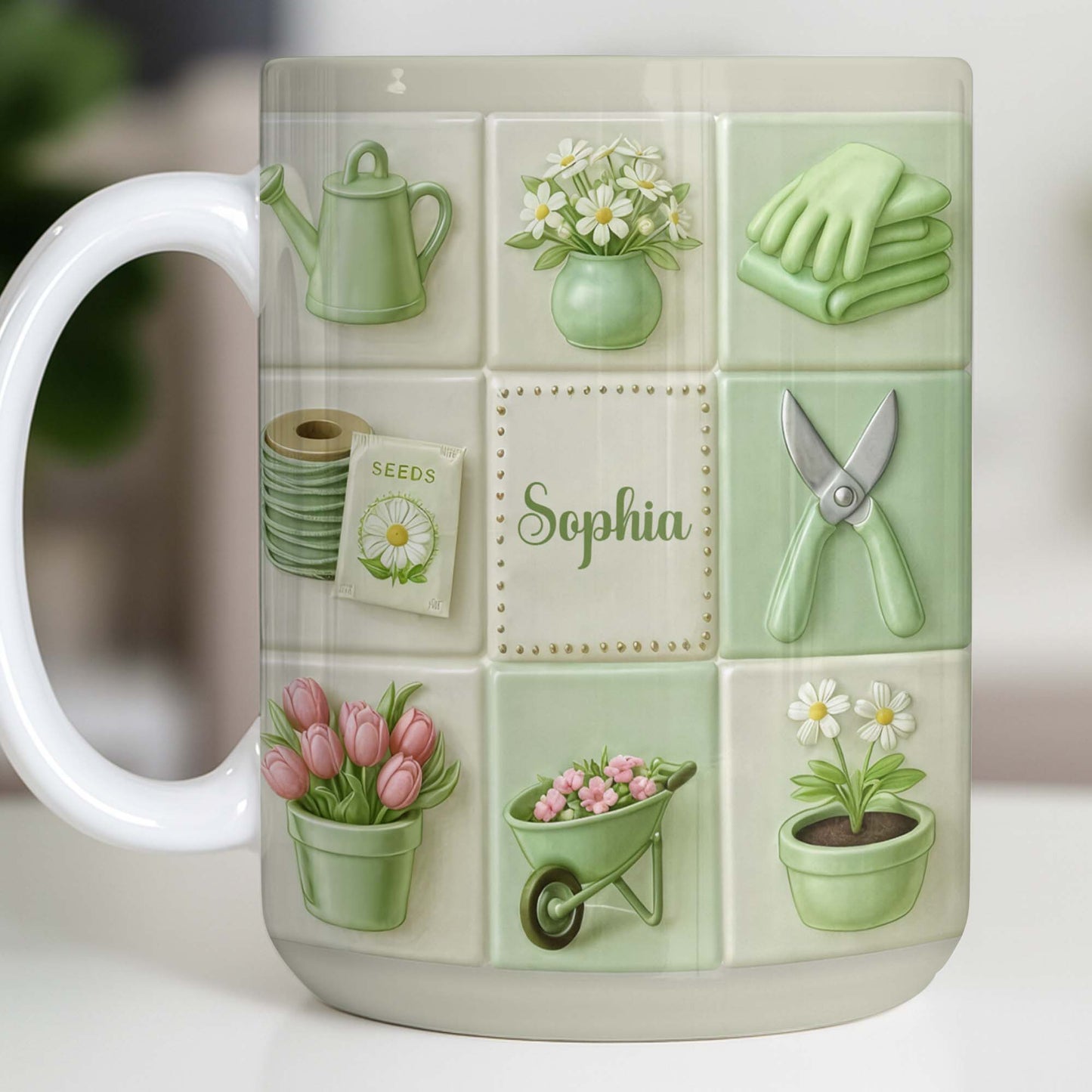 Celebrate Your Love For Gardening With Gardening Tools And Flowers - Personalized Custom Coffee Mug - GAR032_MG