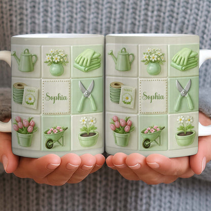 Celebrate Your Love For Gardening With Gardening Tools And Flowers - Personalized Custom Coffee Mug - GAR032_MG