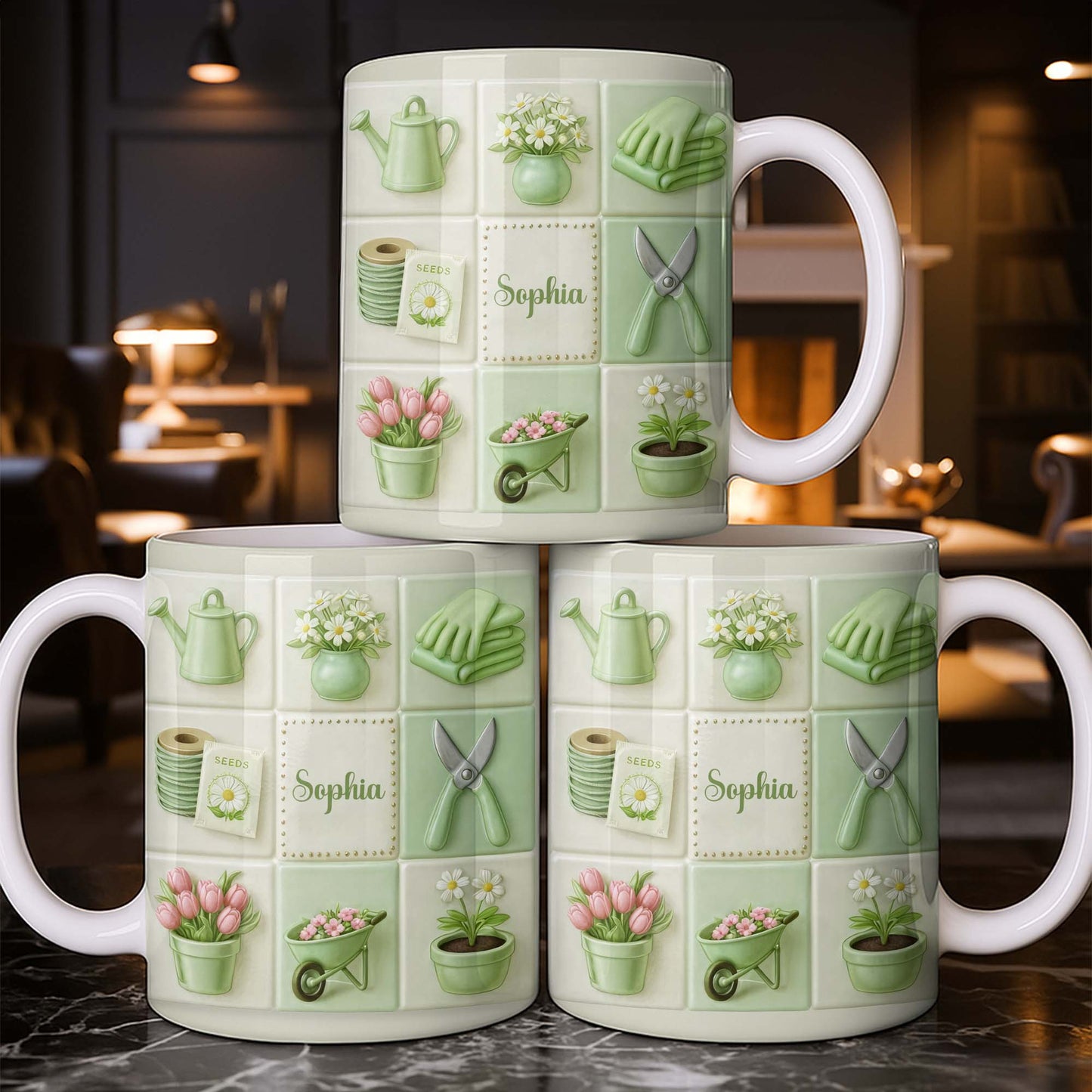 Celebrate Your Love For Gardening With Gardening Tools And Flowers - Personalized Custom Coffee Mug - GAR032_MG