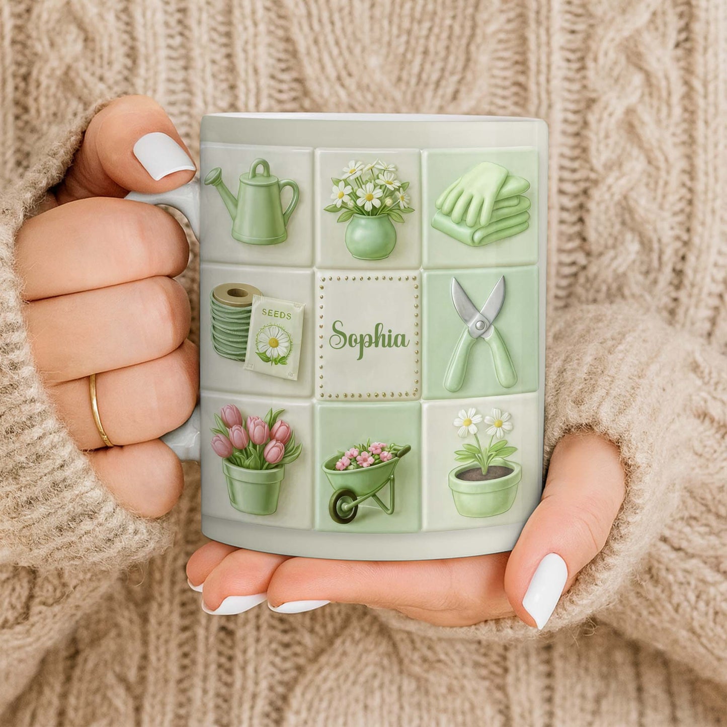 Celebrate Your Love For Gardening With Gardening Tools And Flowers - Personalized Custom Coffee Mug - GAR032_MG