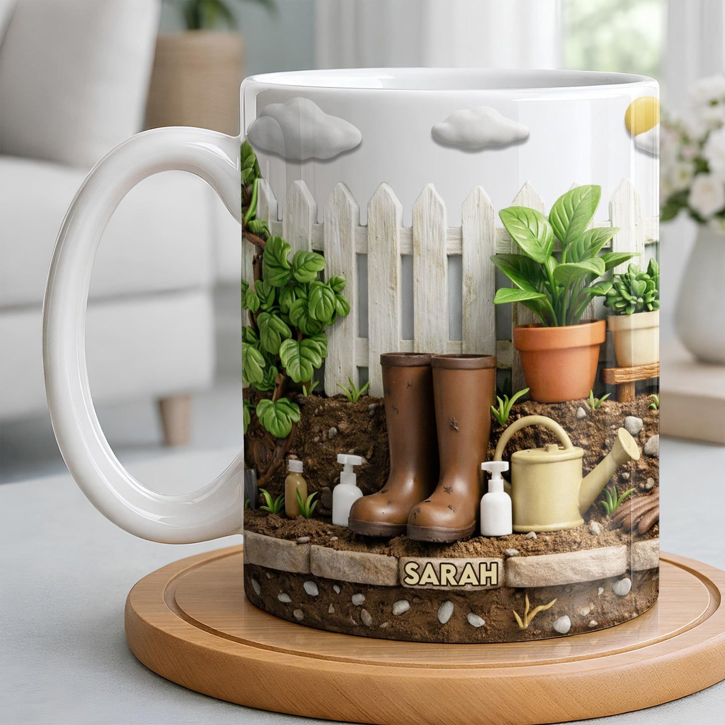 Personalize With Your Name, Plants And Gardening Tools - Personalized Custom Coffee Mug - GAR033_MG
