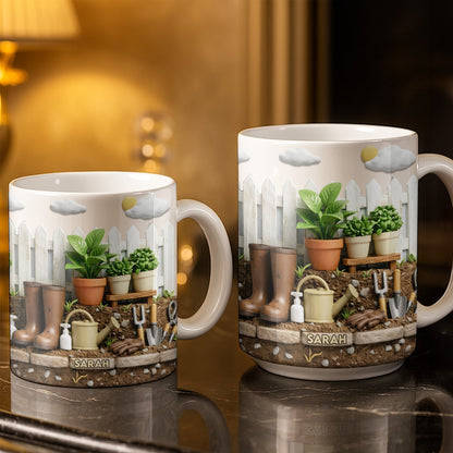 Personalize With Your Name, Plants And Gardening Tools - Personalized Custom Coffee Mug - GAR033_MG
