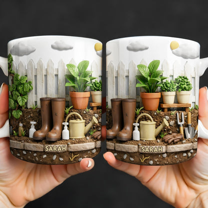 Personalize With Your Name, Plants And Gardening Tools - Personalized Custom Coffee Mug - GAR033_MG