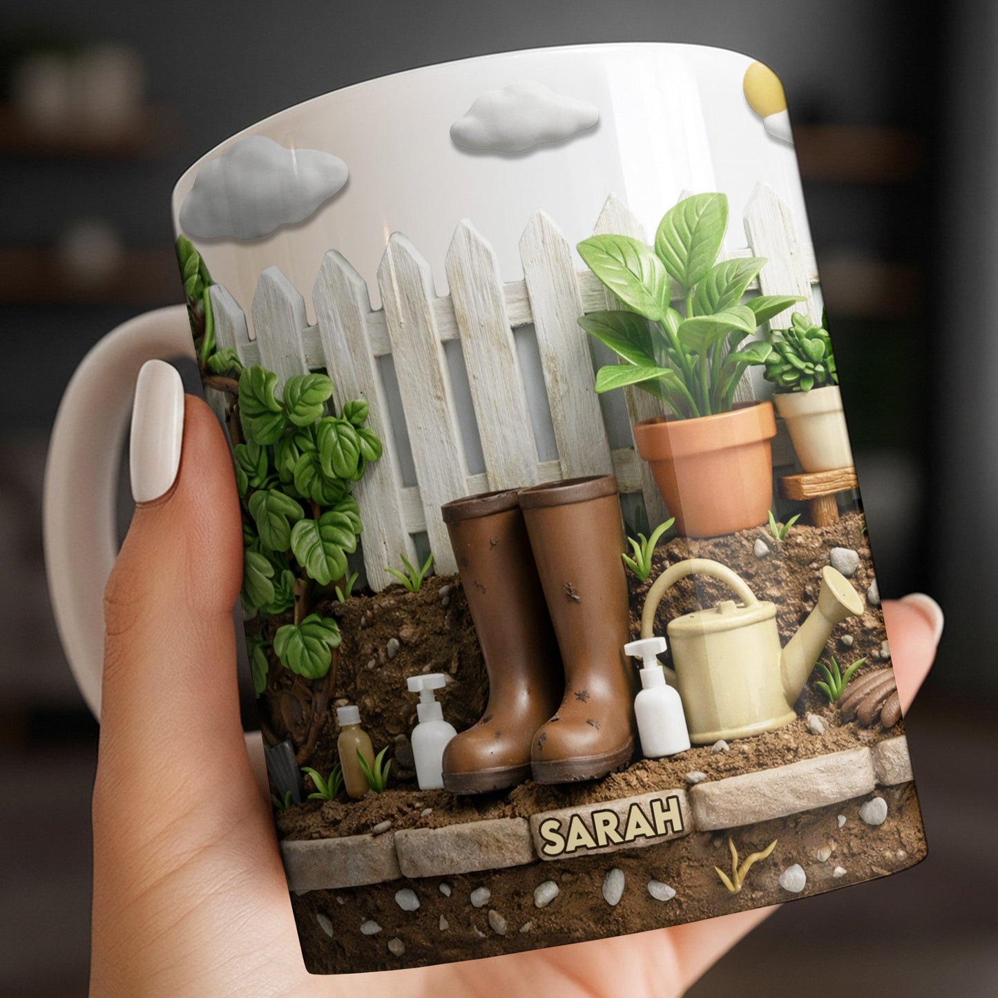 Personalize With Your Name, Plants And Gardening Tools - Personalized Custom Coffee Mug - GAR033_MG