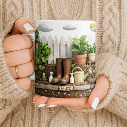 Personalize With Your Name, Plants And Gardening Tools - Personalized Custom Coffee Mug - GAR033_MG
