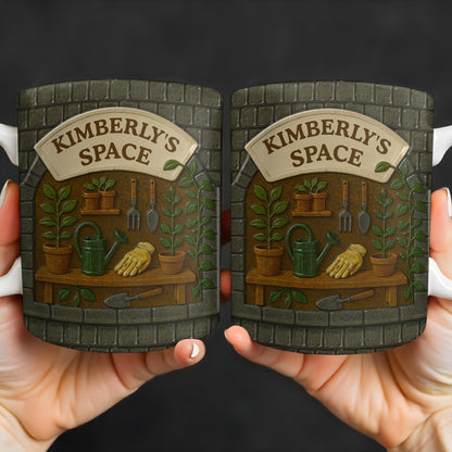Kimberly's Space, Gardening Tools and Plants - Personalized Custom Coffee Mug - GARD002_MG