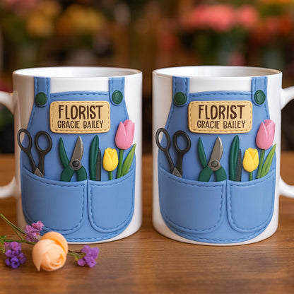 Florist Scissors Tulip And Other Flowers Design - Personalized Custom Coffee Mug - GARD020_MG