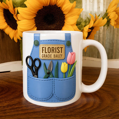 Florist Scissors Tulip And Other Flowers Design - Personalized Custom Coffee Mug - GARD020_MG
